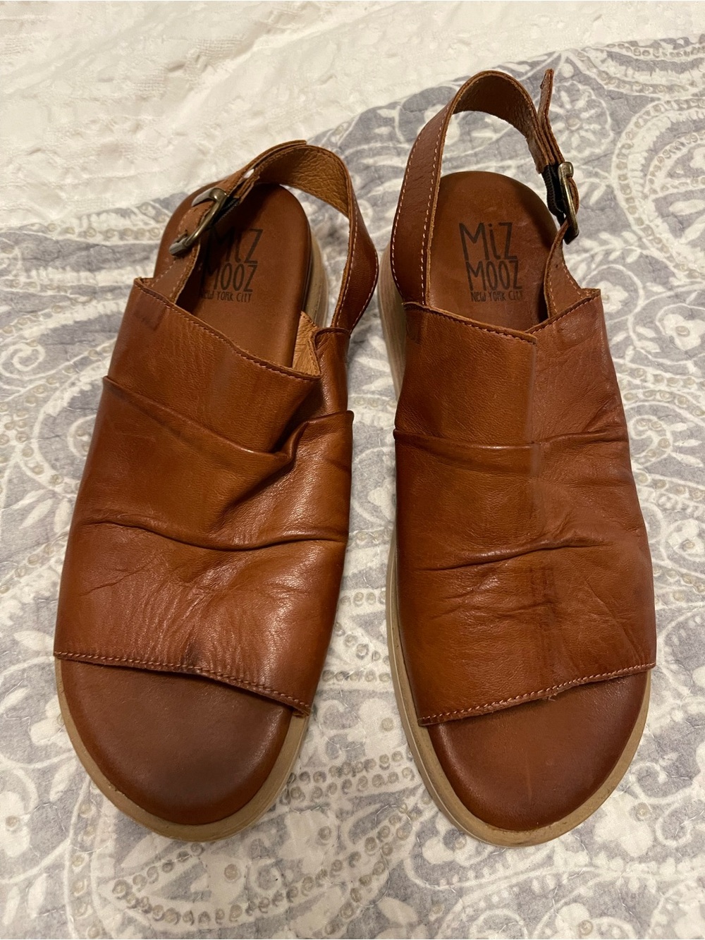 Miz Mooz Leather Sandals Cornwall Brown Sz 38/ 7.5-8 US